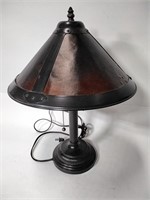 Decorative Dark Brass and Faux Leather Lamp