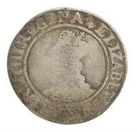 BRITISH 1592-95 ELIZABETH I SHILLING SILVER COIN