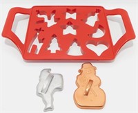 Vintage Holiday Cookie Cutter Press and Vintage