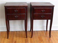 Pair of Two-Drawer Wooden End Tables