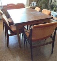 MID CENTURY MODERN TEAK? TABLE AND 8 CHAIRS
