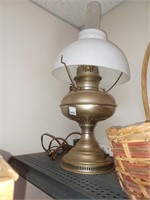 Vtg. Electrified Oil Metal Lamp