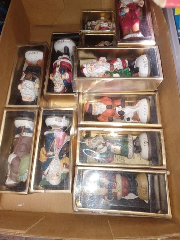 Box Lot of Various Santa Ornaments