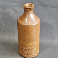 Antique Stoneware Bottle -Embossed Maker Info