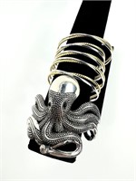 Sterling Silver Octopus Cuff and 5 Cuffs