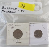 17 Buffalo nickels