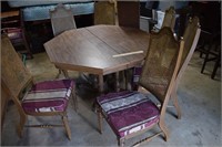 Vintage Octagon Table with Six Chairs & Two Leafs