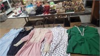 4 vintage dresses and green shirt and pant set