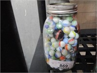 JAR OF OLD MARBLES AND SHOOTERS- QUART SIZE