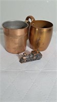 Copper cups with Salt and Pepper Train