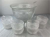 Pioneer Woman Clear Punch Bowl, 8 Cups and Ladle
