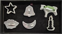 Tray Lot of 6 Cookie Cutters With One Green Handle