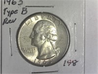 1963 Type B Rev Washington Quarter