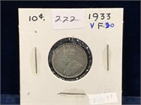 1933 Can Silver Ten Cent Piece  VF30