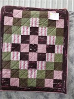 flannel pieced crib quilt (brown and pinks )