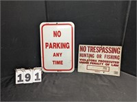 2 Metal "No Parking" & "No Trespassing" Signs