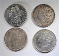 4- MORGAN DOLLARS: 1882-O, 84-O, 87 & 89