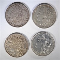 4-XF MORGAN DOLLARS: 1882-S, 84, 91 & 1901-O