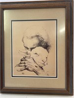 Sketch Print Jesus With a Lamb Kathleen Brown