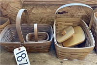 3 Var Sized Longaberger Baskets & 2 Lids