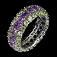 Natural Amethyst & Peridot Eternity Ring