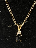 Onyx Pendant & Gold Wash Necklace