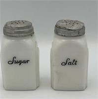 Antique glass sugar & salt shakers