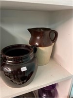 Pottery Pitcher and Bean Pot