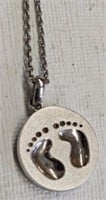 FOOTPRINTS NECKLACE MARKED 925