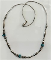 PRETTY ARTISAN STERLING & TURQUOISE NECKLACE