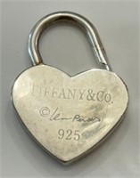 QUALITY TIFFANY STERLING SILVE HEART LOCK PENDENT