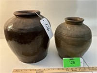 (2) Vintage Clay Pots 13" and 11" Medium