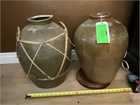 (2) Large Vintage Clay Pots 17" each