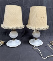 Pair of vintage hobnail table lamps