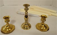 3pc Carolina Brass Pillar Candle Holders