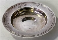 Hallmarked silver open salt, 3.25" dia., lion