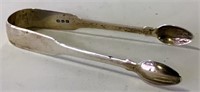 Hallmarked silver sugar tongs, 5.5" long  43.31g