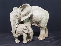 Outdoor mother & baby elephant chalk figure