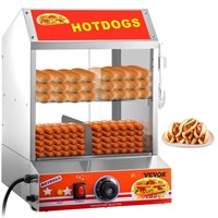 VEVOR Hot Dog Steamer, 27L/24.52Qt, 2-Tier Hut
