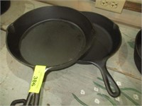 2 10" cast iron skillet, 1 #8 Lodge