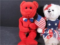 Three Patriotic Bear Beanie Babies - No Tags