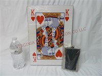 Jumbo Size Playing Cards & 8oz Stainless Flask