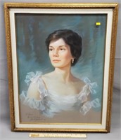 Elegant Woman Pastel Pastel Portrait Signed