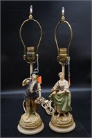 Pair of 1940's Borghese Figural Lamps