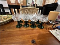 LOT OF EIGHT CRYSTAL ETCHED GLASSES
