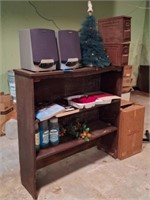 Vintage Christmas, Sony Speakers, Wood Shelf
