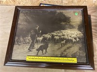 Sheep Herder, Dog & Sheep Painting