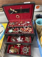 Vintage Costume jewelry in jewelry case