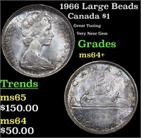 1966 Large Beads Canada Silver Dollar 1 Grades Cho