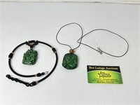 Craved Green Stone Necklaces